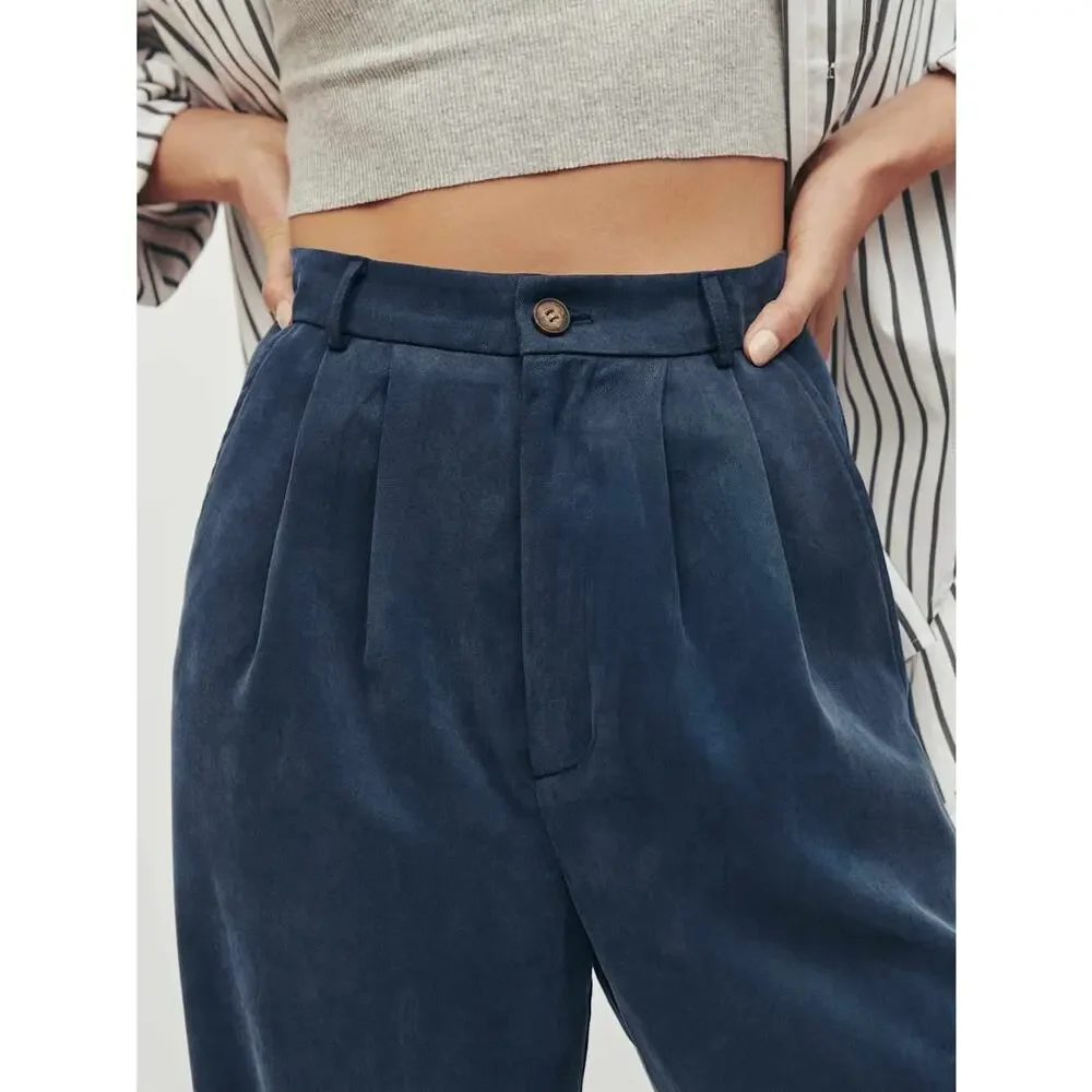 Reformation Mason Pants 6 Navy Blue